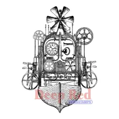 Deep Red Stamps Steampunk Flying Machine Rubber Cling Stamp 3 x 4 inches