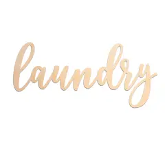 Unfinished Wooden Cursive "Laundry" Sign