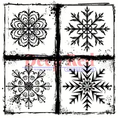 Deep Red Stamps Frosted Snowflakes Rubber Cling Stamp 3 x 3 inches