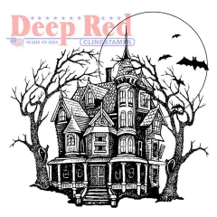 Deep Red Stamps Haunted Mansion Rubber Cling Stamp 3 x 3.1 inches