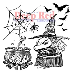 Deep Red Stamps Witches Brew Rubber Cling Stamp 3.1 x 3.1 inches