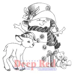 Deep Red Stamps Woodland Snowman Rubber Cling Stamp 3 x 3.2 inches
