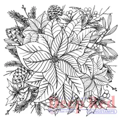 Deep Red Stamps Color Me Poinsettia Rubber Cling Stamp 3.1 x 3.1 inches