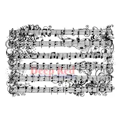 Deep Red Stamps Music Flourish Rubber Cling Stamp 4 x 3 inches