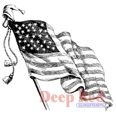 Deep Red Stamps Old Glory Rubber Cling Stamp 3.2 x 3.2 inches