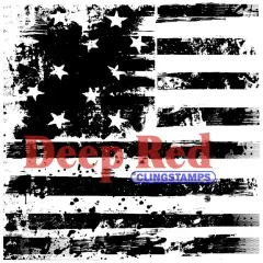 Deep Red Stamps Grunge Stars and Stripes Rubber Cling Stamp 3.1 x 3.1 inches