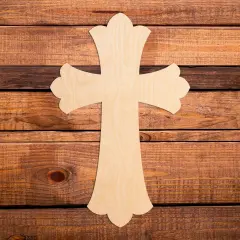 16 in. Unfinished Wooden Scalloped Cross