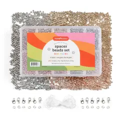 Incraftables 3000pcs Spacer Beads Set for Jewelry Making (Gold, Silver & Rose Gold). Best Rondelle Cube, Round Ball & Square Spacers Bead Kit for DIY Bracelet with Clasps, Elastic String & Organizer