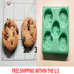 5pc Realistic Mini Chocolate Chip Cookies| Dessert Shape Silicone Mold| Soap| Candle | Mold for Wax| Mold for Resin