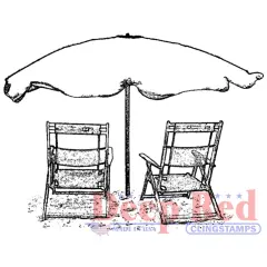 Deep Red Stamps Beach Chairs Rubber Cling Stamp 2.7 x 2 inches