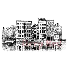 Deep Red Stamps Amsterdam Waterfront Rubber Cling Stamp 4 x 2.5 inches