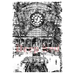 Deep Red Stamps Train Station Rubber Cling Stamp 2.4 x 3.5 inches