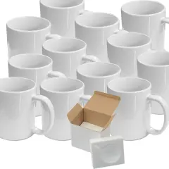 Case of 12 11oz Sublimation Mugs With Gift Mug Box. Mugs - Cardboard Box with Foam Supports