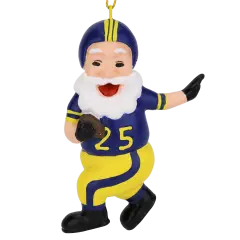 Touchdown Santa Christmas Sports Football Ornament (Blue & Yellow)