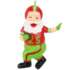 Touchdown Santa Christmas Sports Football Ornament (Xmas Colors)