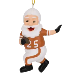 Touchdown Santa Christmas Sports Football Ornament (White & Dirty Orange)