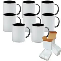 8 PACK - 11OZ GREY inside Handle Mugs- FOAM BOX