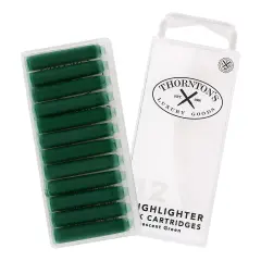 Thornton's Luxury Goods Short Standard International Fountain Pen Ink Cartridges, 12-Count Highlighting green