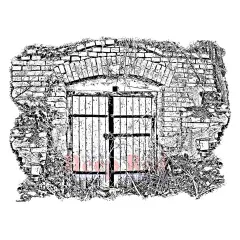 Deep Red Stamps Secret Gate Rubber Cling Stamp 4 x 3 inches