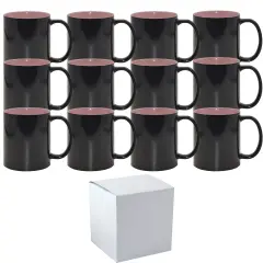 12 PACK 11 oz Magic Mugs PINK INNER Professional Grade Sublimation Mug- Sublimation Series - With Individual White Gift Boxes