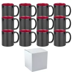 12 PACK 11 oz Magic Mugs RED INNER Professional Grade Sublimation Mug- Sublimation Series - With Individual White Gift Boxes