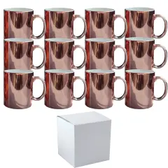 12 PACK 11 oz Metallic Copper Professional Grade Sublimation Mug- Sublimation Series - With Individual White Gift Box