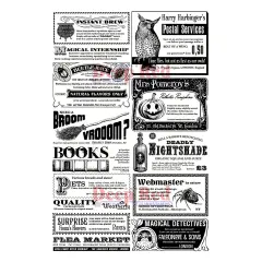 Deep Red Stamps Spooky Classifieds Rubber Cling Stamp 4 x 6 inches