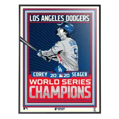 Phenom Gallery Los Angeles Dodgers Corey Seager 2020 World Series Champs 18" x 24" Deluxe Framed Serigraph