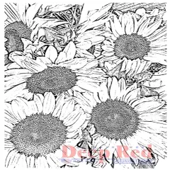 Deep Red Stamps Sunflowers Background Rubber Cling Stamp 3 x 4 inches