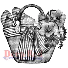 Deep Red Stamps Beach Basket Rubber Cling Stamp 3.2 x 3 inches