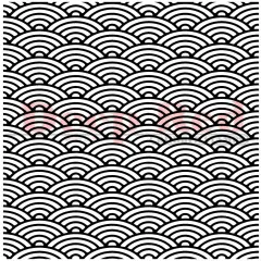 Deep Red Stamps Japanese Waves Background Rubber Cling Stamp 3 x 4 inches