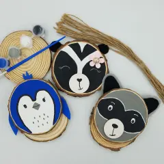 Ink and Trinket Kids Forest Animal Craft Kit, DIY Ornaments, Natural Wood Painting Set