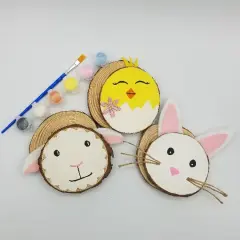 Ink and Trinket Kids Easter Craft for Kids, Natural Wood Painting Kit