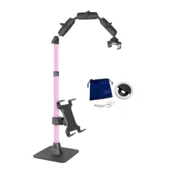 Remarkable Creator Pro+Plus Overhead Phone or Camera Mount with Tablet Holder and Ring Light, Desk Mount, Pink, by Arkon Mounts RCBTABLEDPK