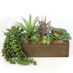 Premium Handcrafted Succulent Planter Box: w/ Variety Styles, Floral Home by Artificial Flowers