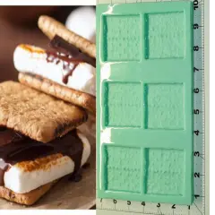 6PC Realistic Graham Cracker Silicone MEGA Mold | Food Shaped Soap| S&rsquo;mores Silicone Mold| BULK EMBEDS