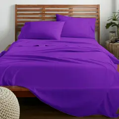 American Home Collection Ultra Soft 4 Piece Microfiber Bedding Sheets and Pillowcase Set Lightweight and Wrinkle Free Purple