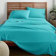 American Home Collection Ultra Soft 4 Piece Microfiber Bedding Sheets and Pillowcase Set Lightweight and Wrinkle Free Turquoise