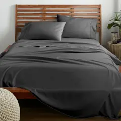 American Home Collection Ultra Soft 4 Piece Microfiber Bedding Sheets and Pillowcase Set Lightweight and Wrinkle Free Dark Gray