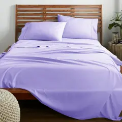 American Home Collection Ultra Soft 4 Piece Microfiber Bedding Sheets and Pillowcase Set Lightweight and Wrinkle Free Lavender