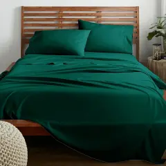 American Home Collection Ultra Soft 4 Piece Microfiber Bedding Sheets and Pillowcase Set Lightweight and Wrinkle Free Dark Green