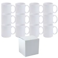 12 Pcs 11OZ White Sublimation Mugs With Individual White Boxes