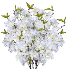 Apple Blossom Artificial Tree Branches 33&rdquo; Long Stems Silk Flowers Faux Bouquet for Tall Vase Indoor Home Decor Wedding Decoration, 3pcs White