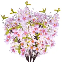 Apple Blossom Artificial Tree Branches 33&rdquo; Long Stems Silk Flowers Faux Bouquet for Tall Vase Indoor Home Decor Wedding Decoration, 3pcs Pink-White