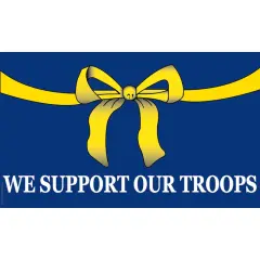 We support Our Troops Yellow Ribbon Flag with Grommets 3ft x 5ft