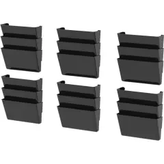 Storex Unbreakable Wall Files, 3-Pack, Letter, Black (Case of 6)