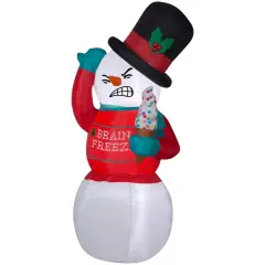 6' Gemmy Airblown Inflatable Animated Shivering "Brian Freeze" Snowman Yard Decoration 114142
