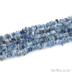 Kyanite Chip Beads, 34 Inch, Natural Chip Strands, Drilled Strung Nugget Beads, 3-7mm, Polished, GemMartUSA (CHKY-70001)