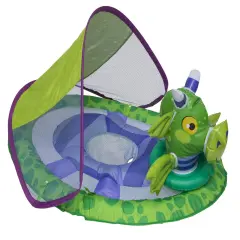 SwimWays 36" Inflatable Green and Violet Dragon Swimming Pool Baby Spring Float with Sun Canopy