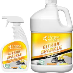 Hygea Natural Citrus Sparkle - Natural Cleaner and Degreaser 24oz Spray + Concentrated Refill